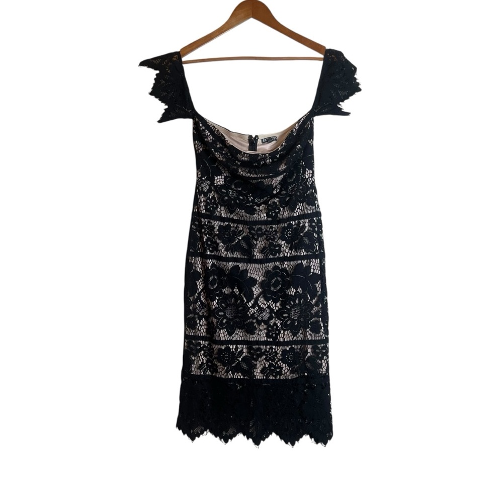 Express black lace off shoulder‎ midi dress. Size 6